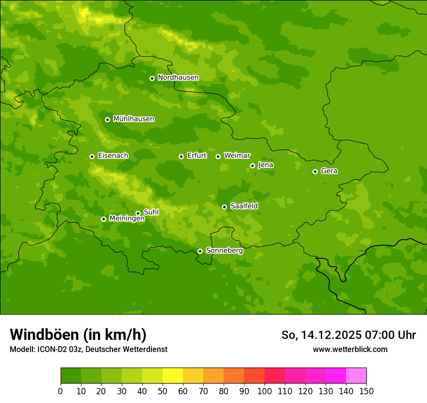 Modellkarten Windgeschwindigkeit