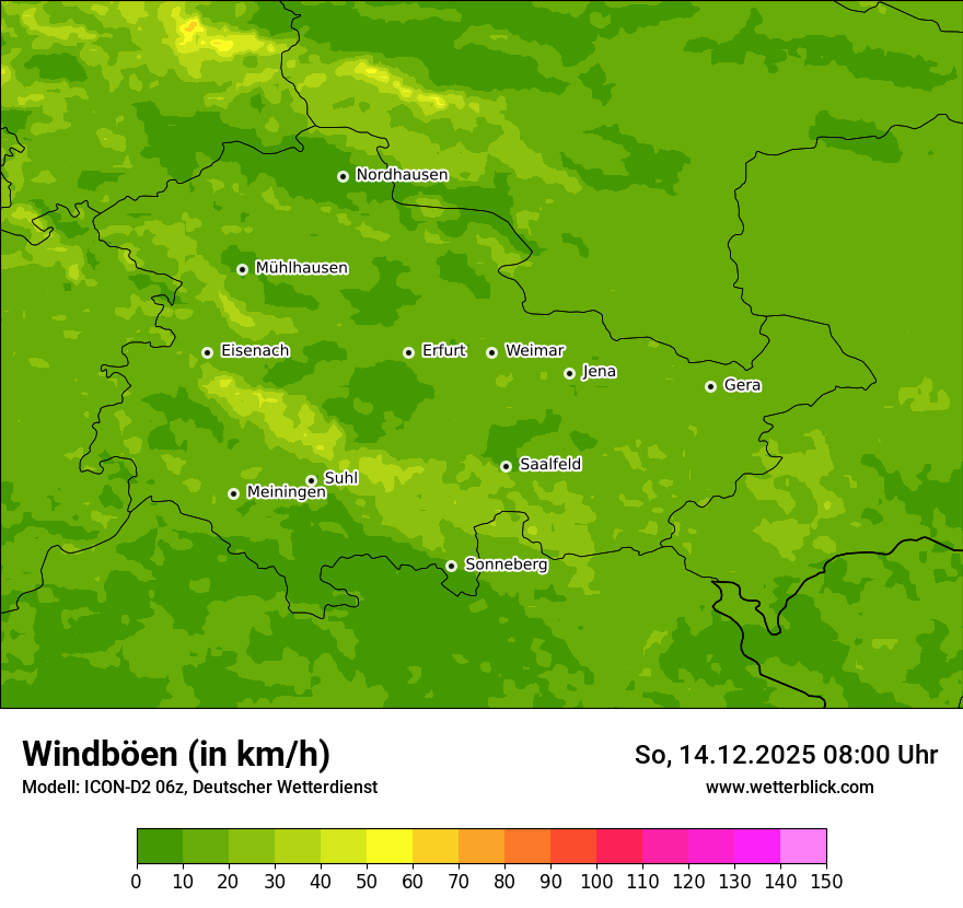 Modellkarten Windgeschwindigkeit