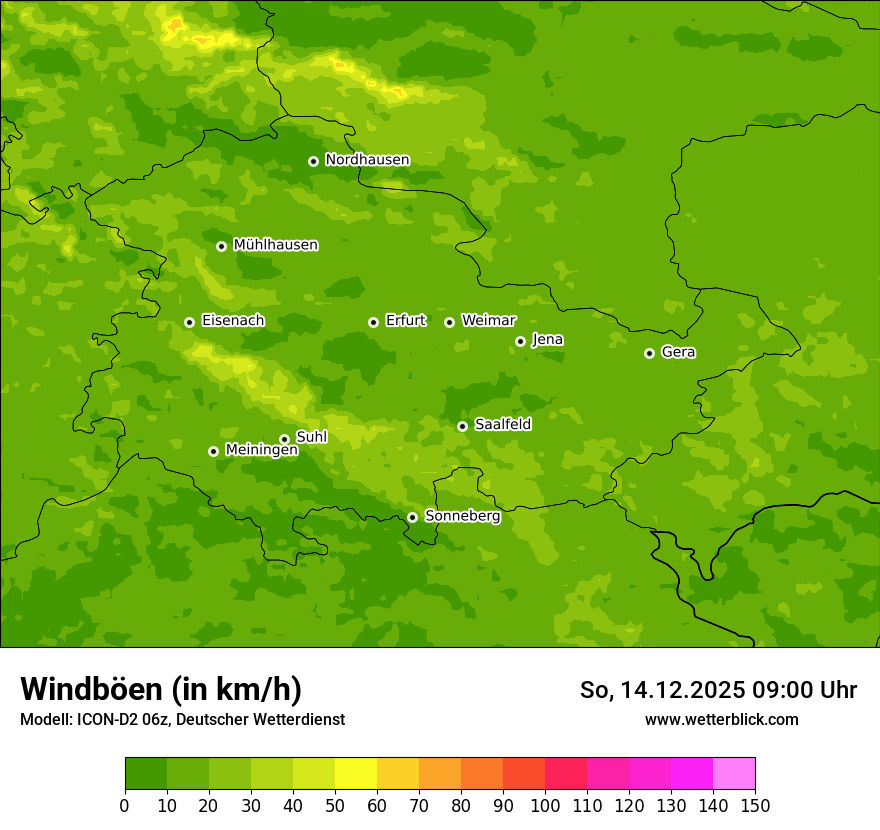 Modellkarten Windgeschwindigkeit