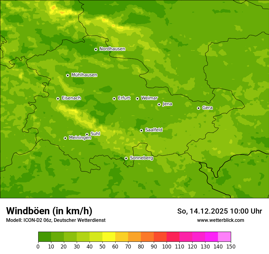 Modellkarten Windgeschwindigkeit