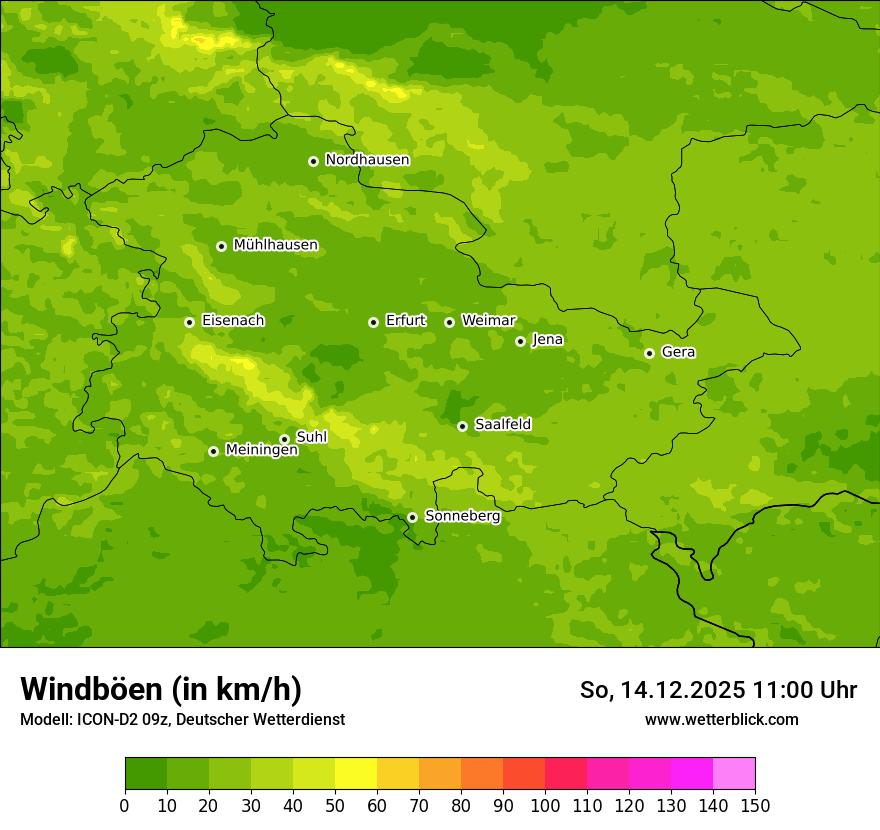 Modellkarten Windgeschwindigkeit