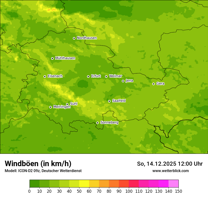 Modellkarten Windgeschwindigkeit