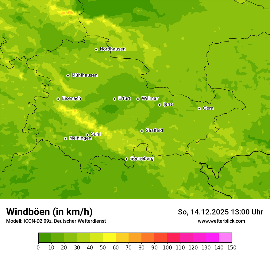 Modellkarten Windgeschwindigkeit