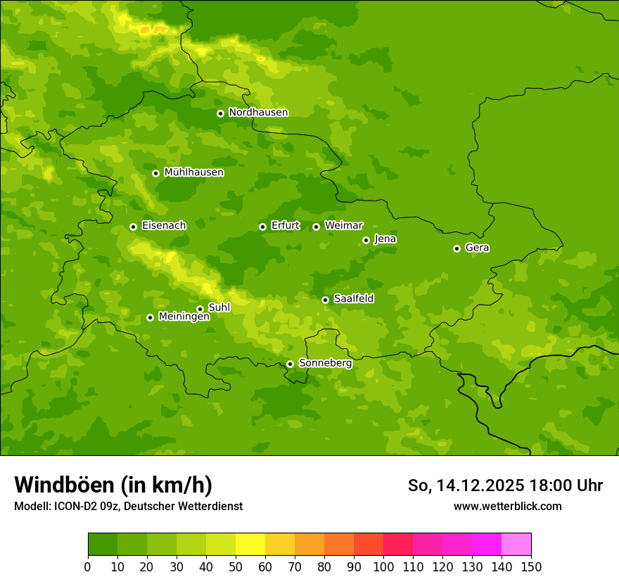 Modellkarten Windgeschwindigkeit