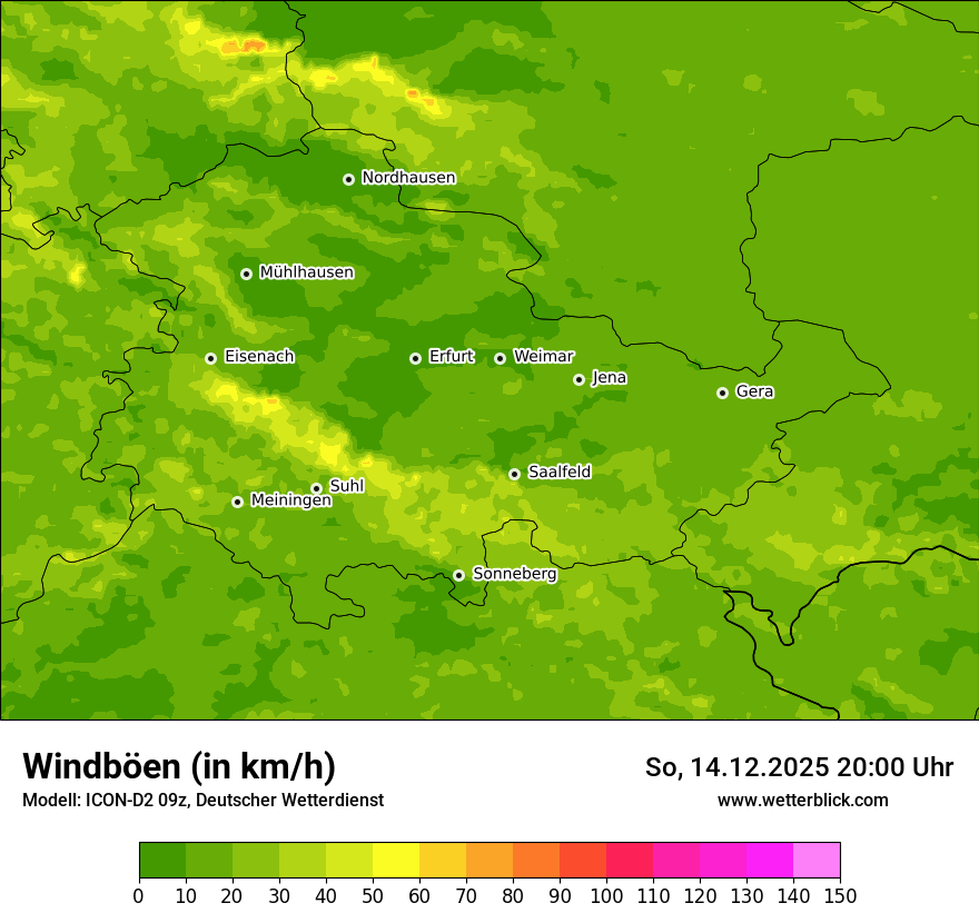 Modellkarten Windgeschwindigkeit