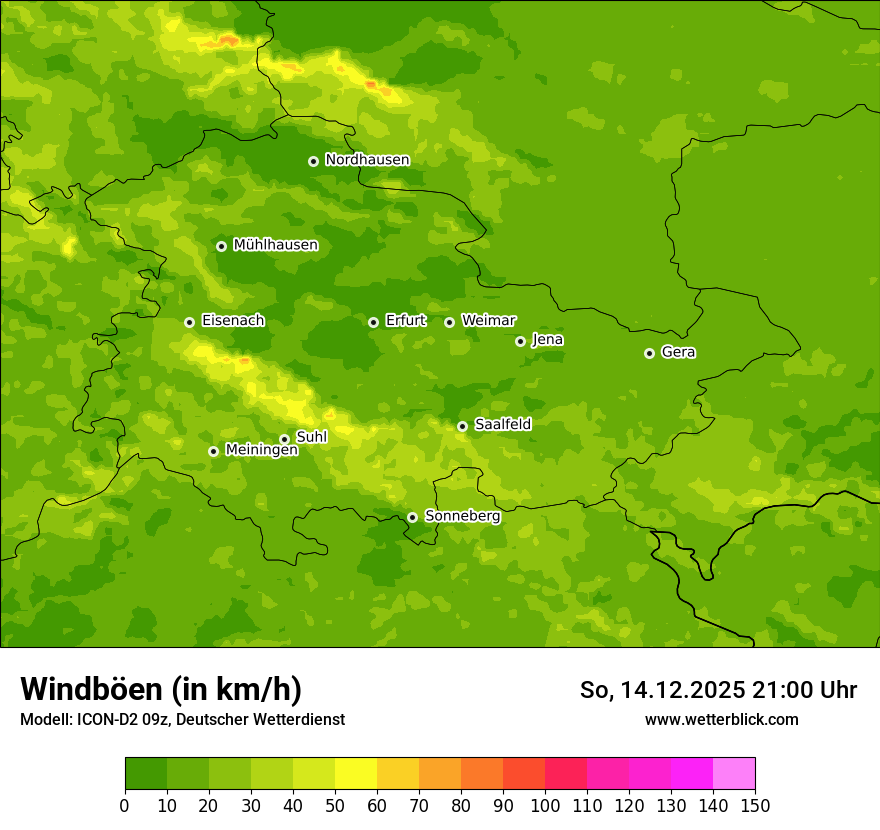 Modellkarten Windgeschwindigkeit