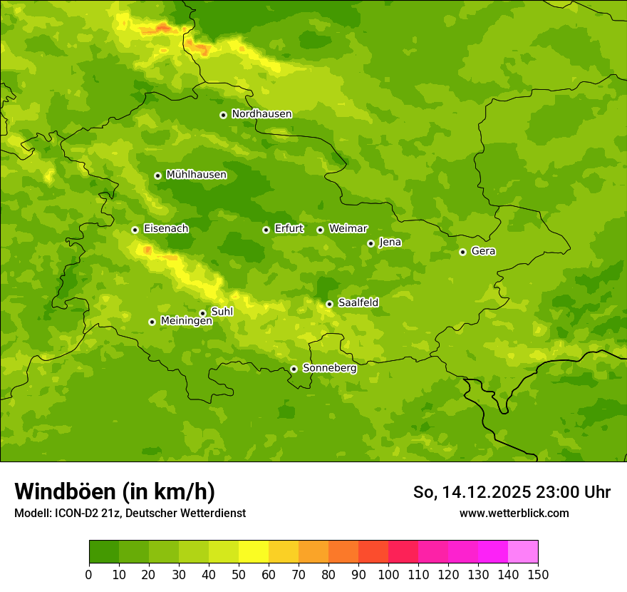 Modellkarten Windgeschwindigkeit