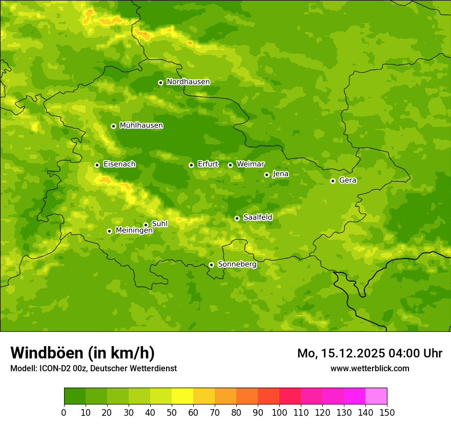 Modellkarten Windgeschwindigkeit