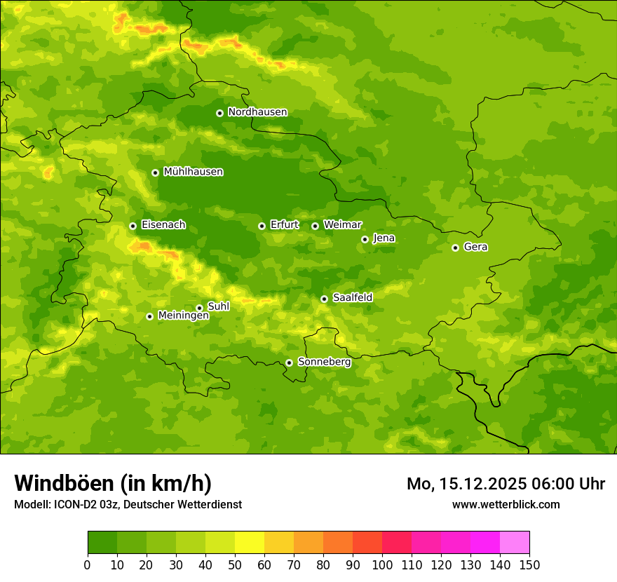 Modellkarten Windgeschwindigkeit
