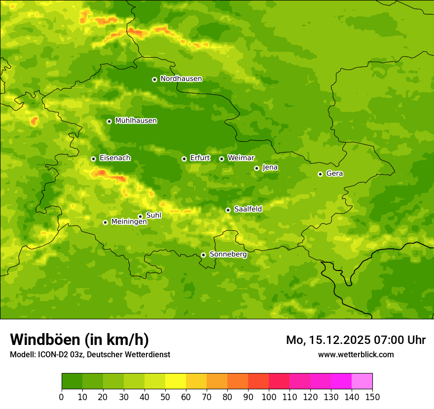 Modellkarten Windgeschwindigkeit