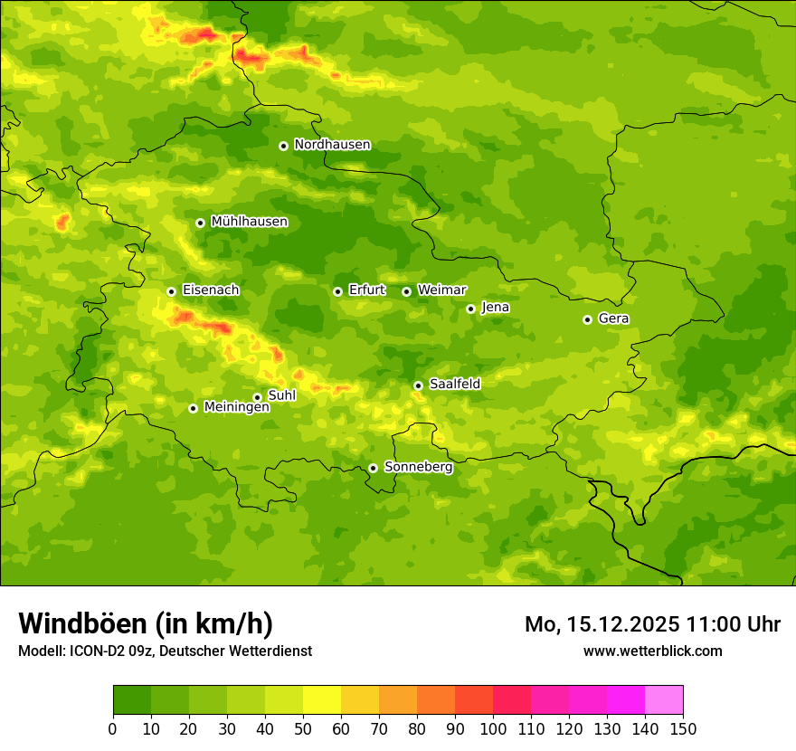 Modellkarten Windgeschwindigkeit