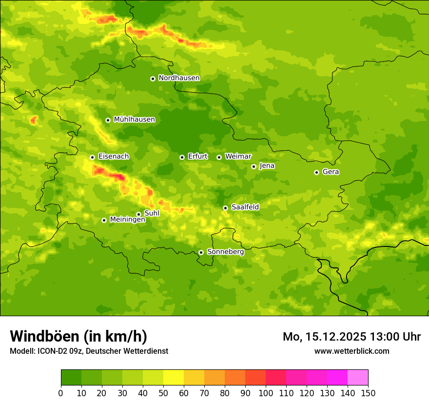 Modellkarten Windgeschwindigkeit