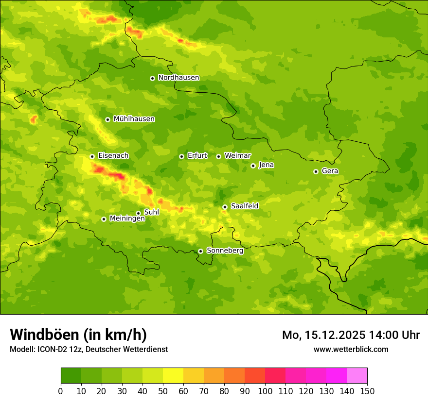 Modellkarten Windgeschwindigkeit