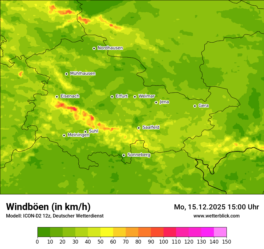 Modellkarten Windgeschwindigkeit
