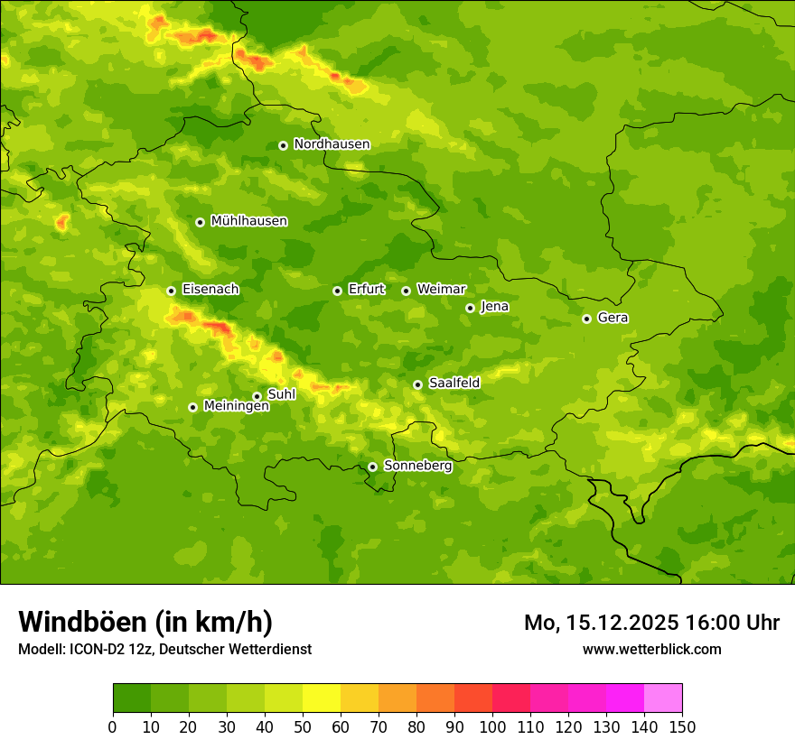 Modellkarten Windgeschwindigkeit