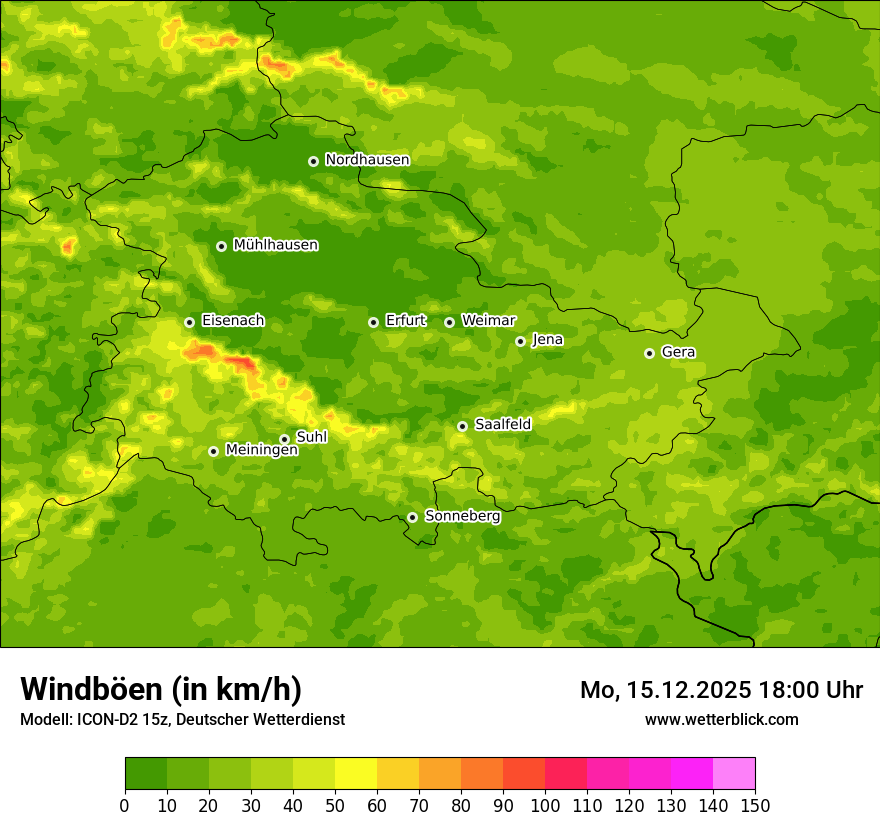 Modellkarten Windgeschwindigkeit