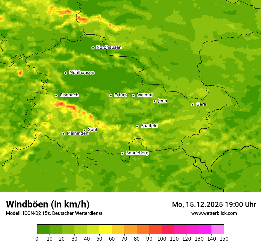 Modellkarten Windgeschwindigkeit