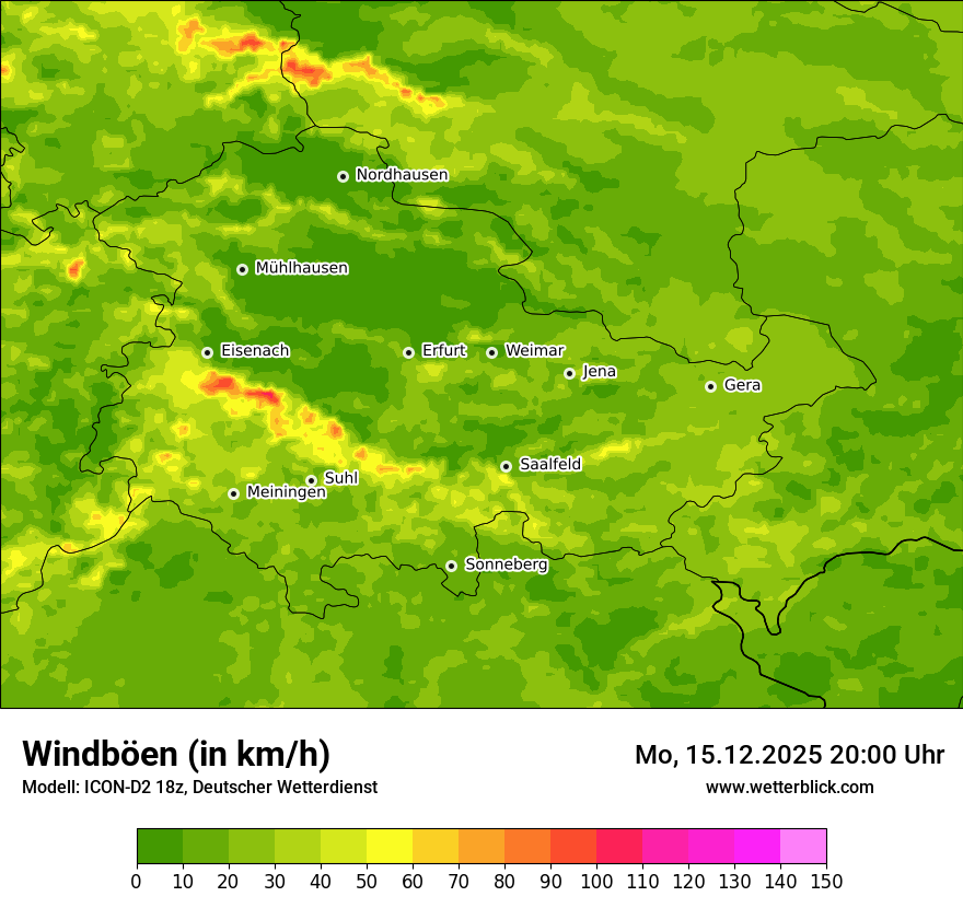 Modellkarten Windgeschwindigkeit