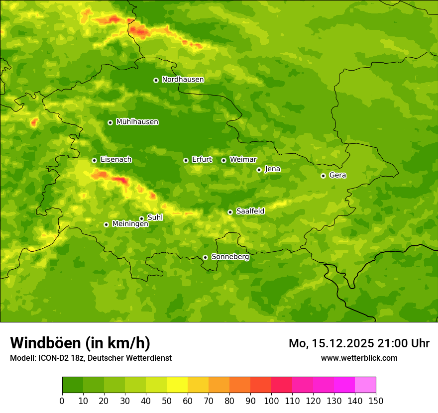 Modellkarten Windgeschwindigkeit