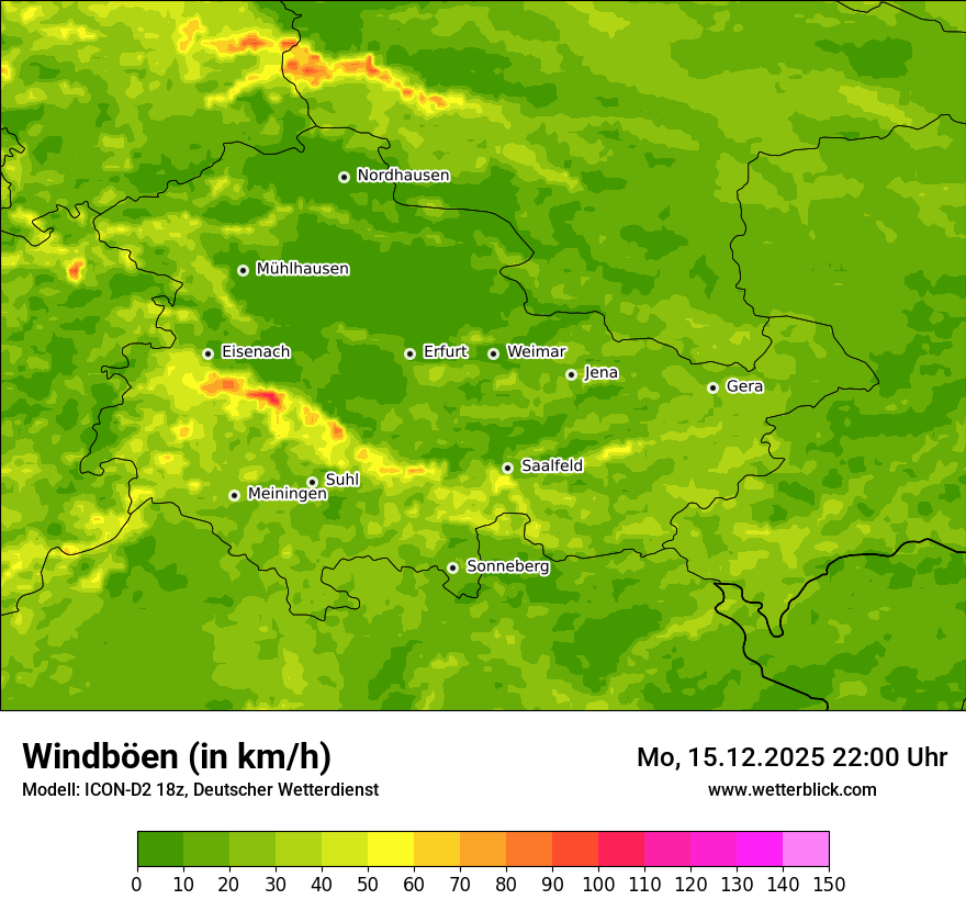 Modellkarten Windgeschwindigkeit
