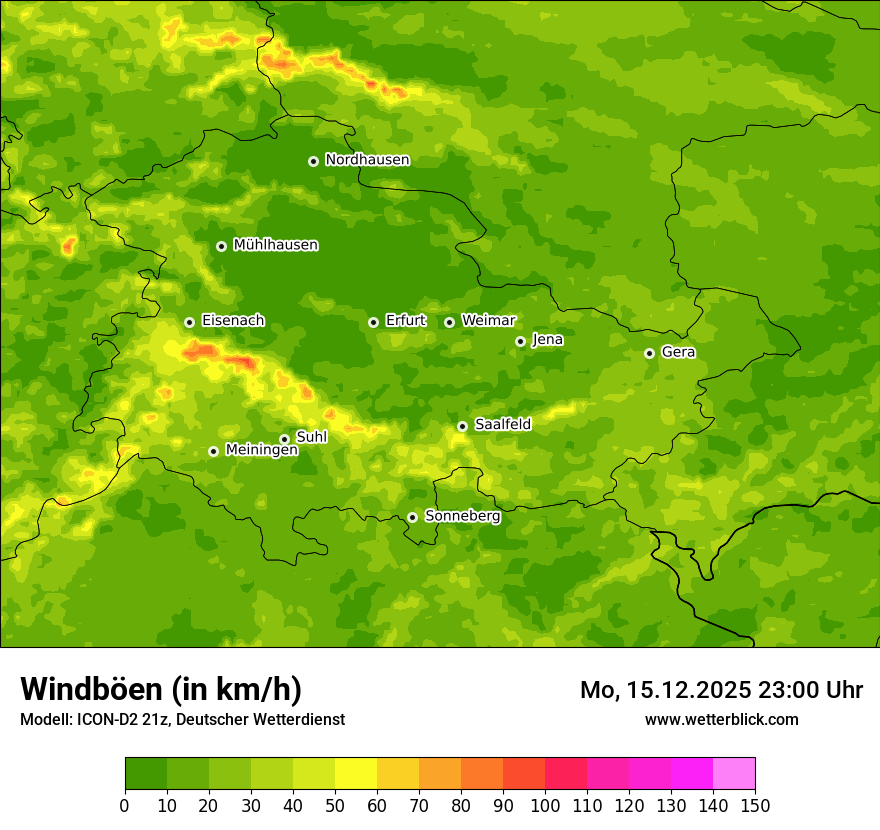 Modellkarten Windgeschwindigkeit