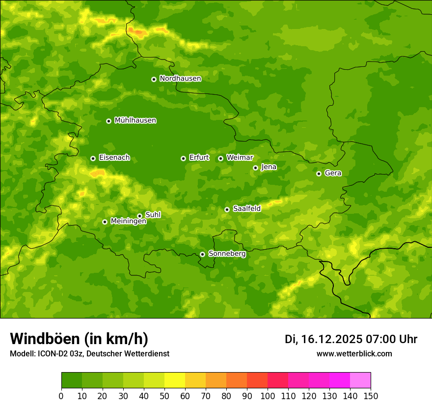 Modellkarten Windgeschwindigkeit