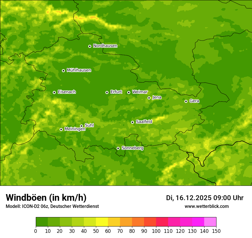 Modellkarten Windgeschwindigkeit
