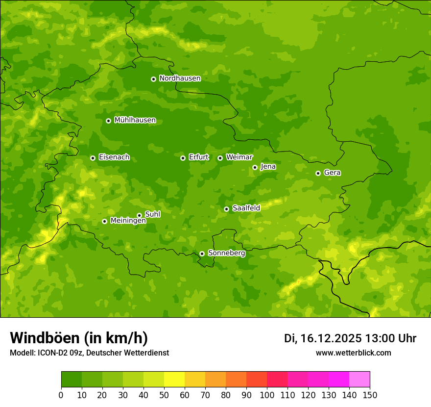 Modellkarten Windgeschwindigkeit