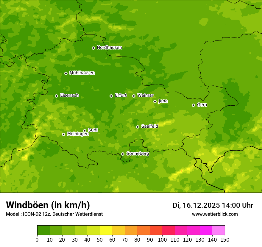 Modellkarten Windgeschwindigkeit