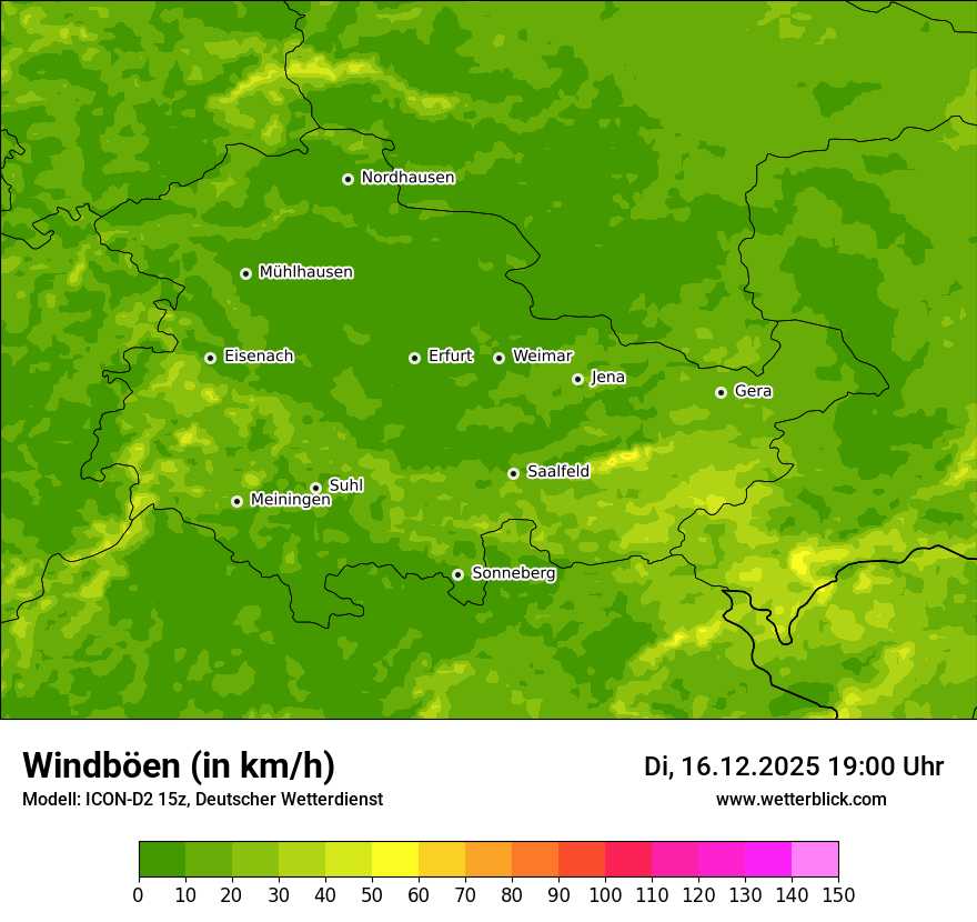 Modellkarten Windgeschwindigkeit