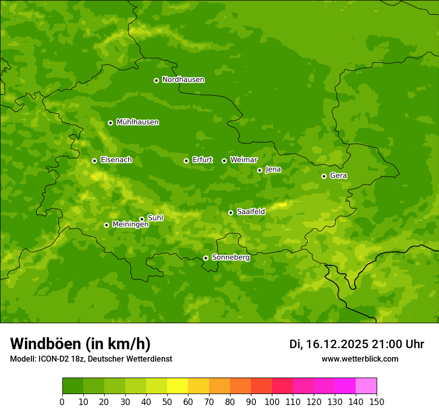 Modellkarten Windgeschwindigkeit