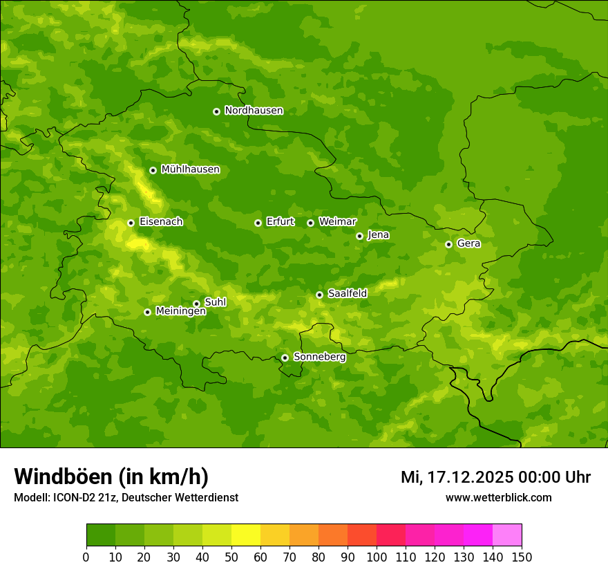 Modellkarten Windgeschwindigkeit