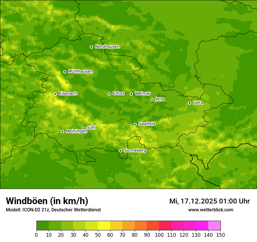 Modellkarten Windgeschwindigkeit