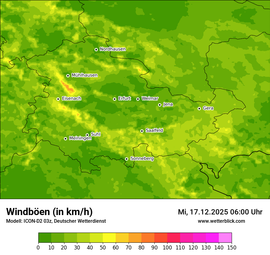 Modellkarten Windgeschwindigkeit