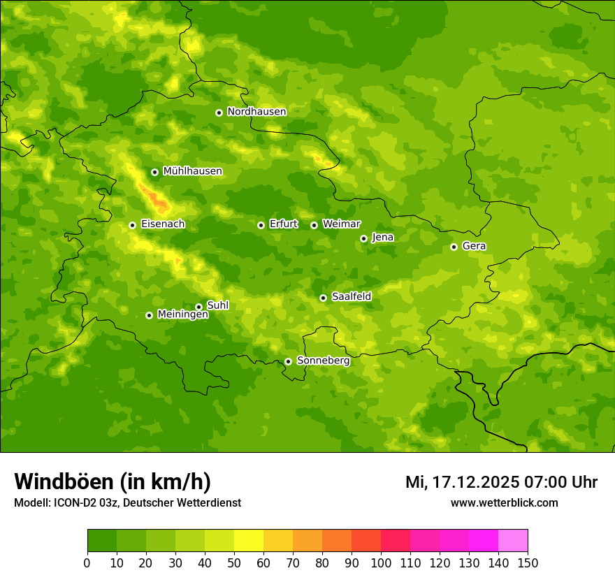 Modellkarten Windgeschwindigkeit