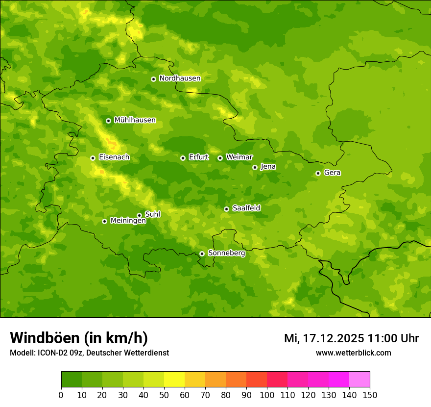Modellkarten Windgeschwindigkeit