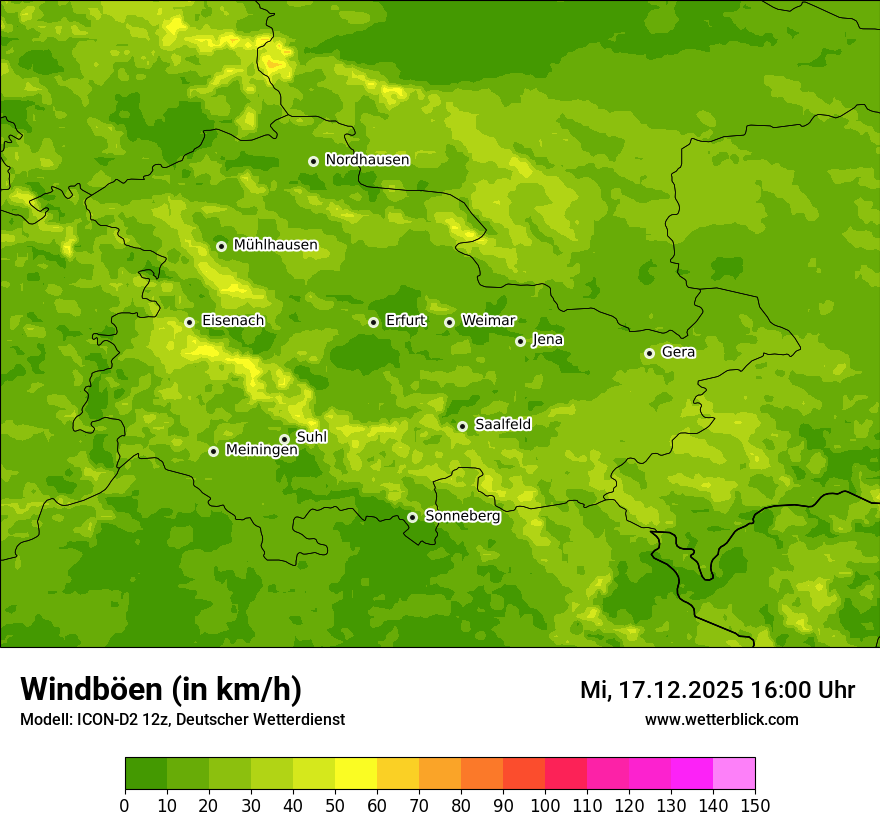 Modellkarten Windgeschwindigkeit