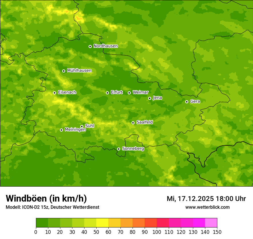 Modellkarten Windgeschwindigkeit