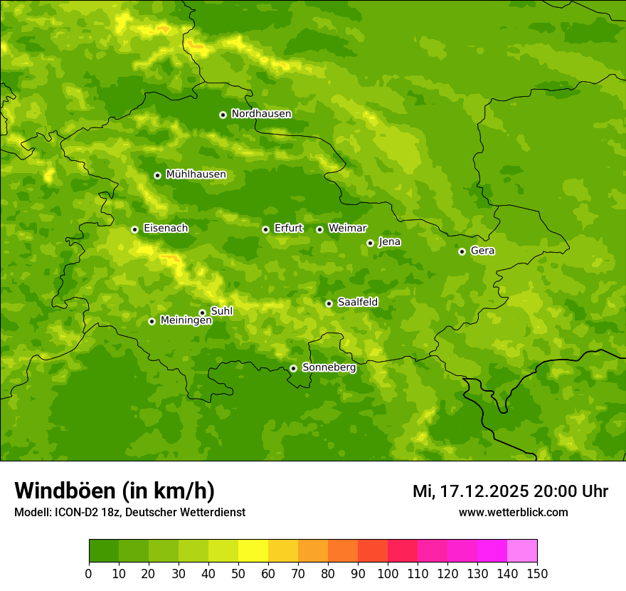 Modellkarten Windgeschwindigkeit