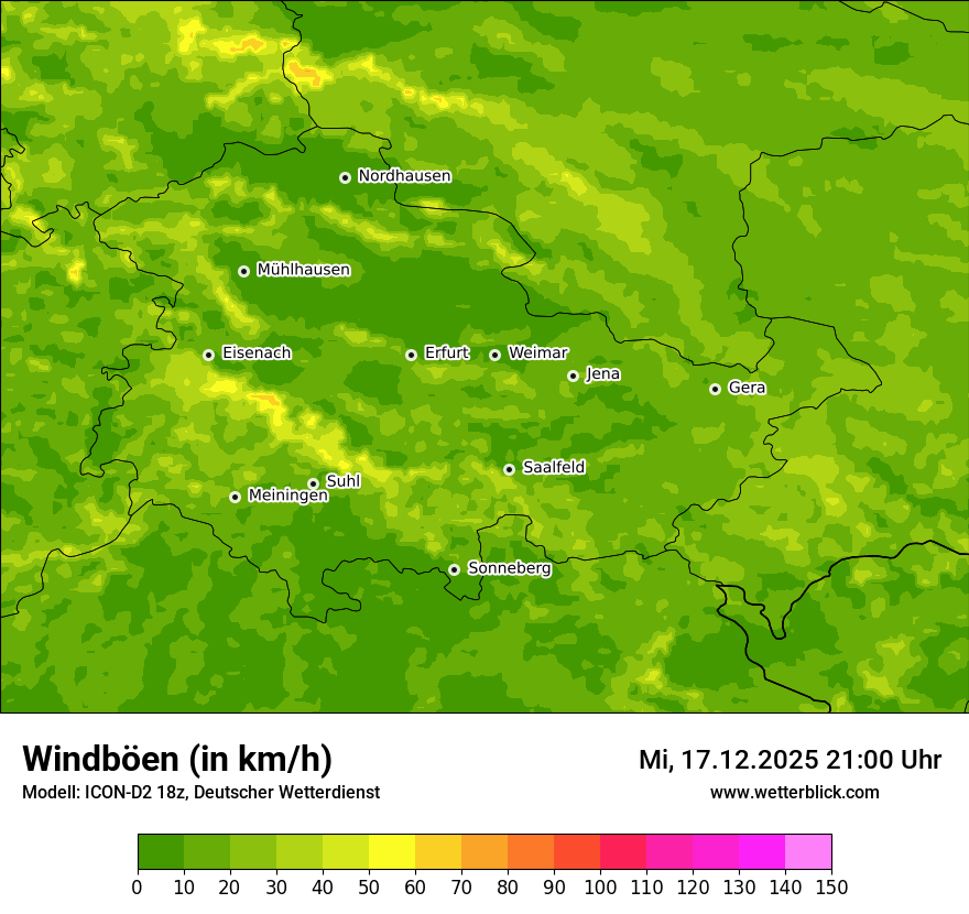 Modellkarten Windgeschwindigkeit
