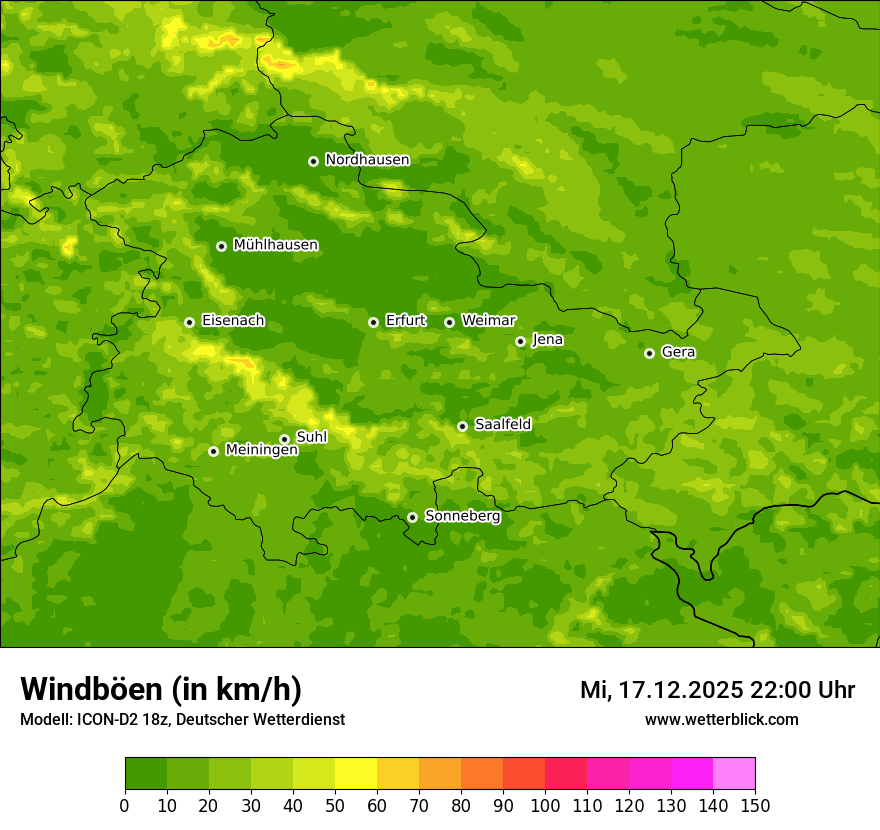 Modellkarten Windgeschwindigkeit