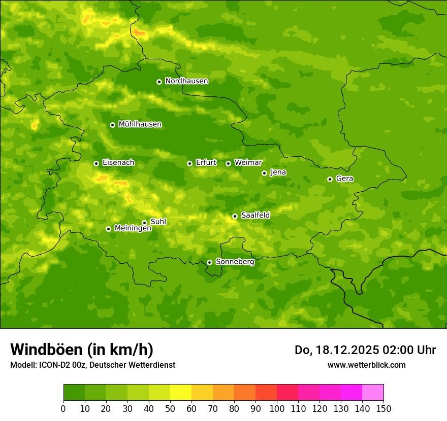 Modellkarten Windgeschwindigkeit