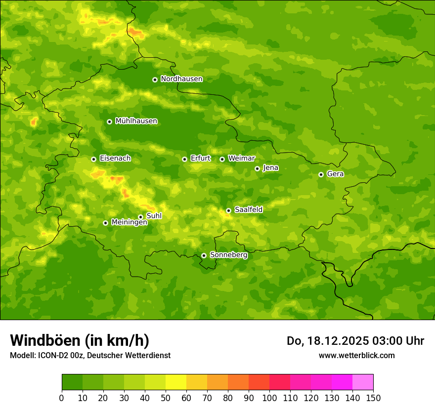 Modellkarten Windgeschwindigkeit