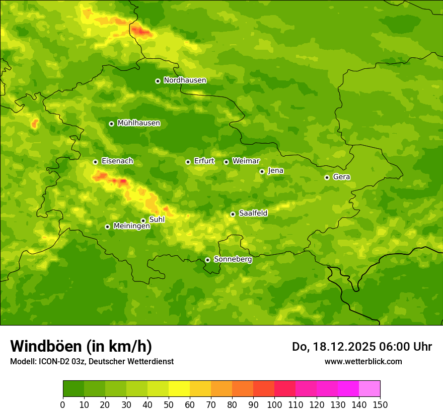 Modellkarten Windgeschwindigkeit