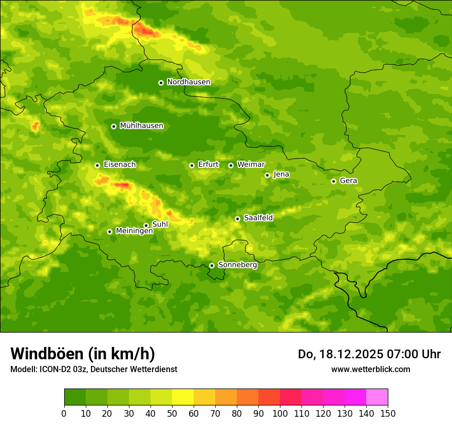 Modellkarten Windgeschwindigkeit
