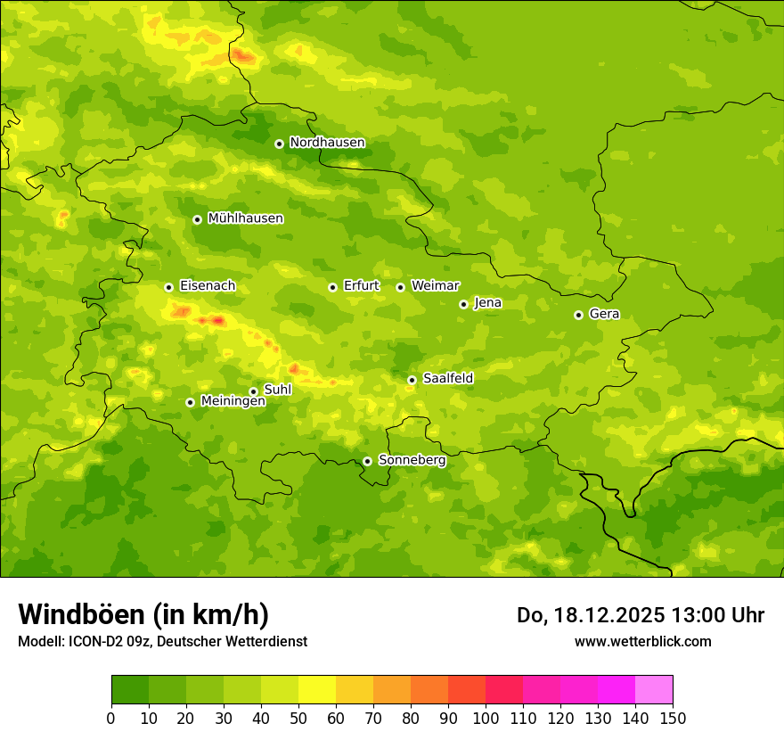 Modellkarten Windgeschwindigkeit