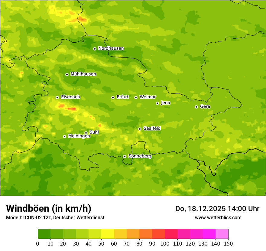 Modellkarten Windgeschwindigkeit