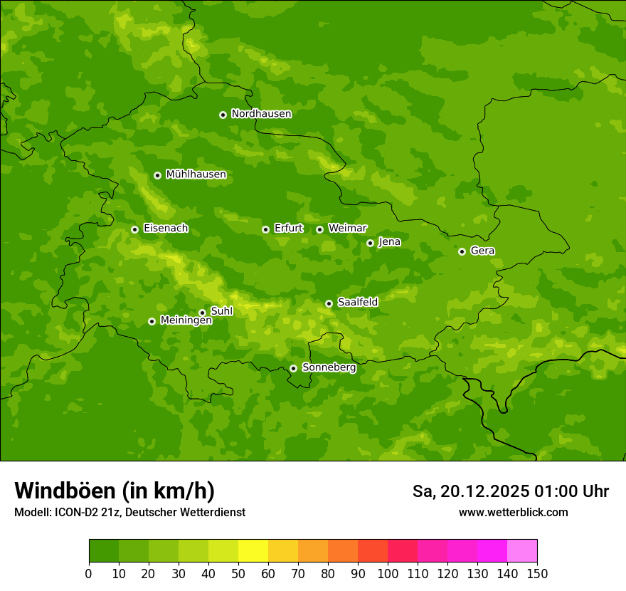 Modellkarten Windgeschwindigkeit