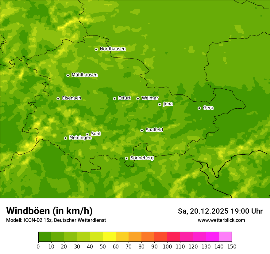 Modellkarten Windgeschwindigkeit