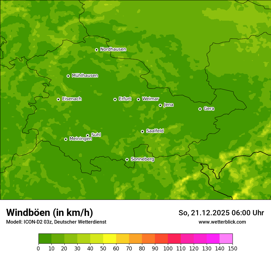 Modellkarten Windgeschwindigkeit